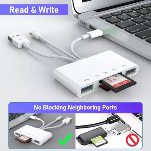 5 in 1 Memory Card Reader USB 3.0 OTG Adapter SD Card Reader For iPhone/iPad - Picture 5 of 12