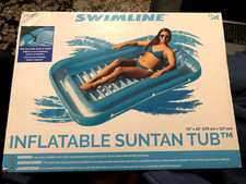 Swimline Original Suntan Tub Relaxing Outdoor Water Lounge Float, Blue Open Box
