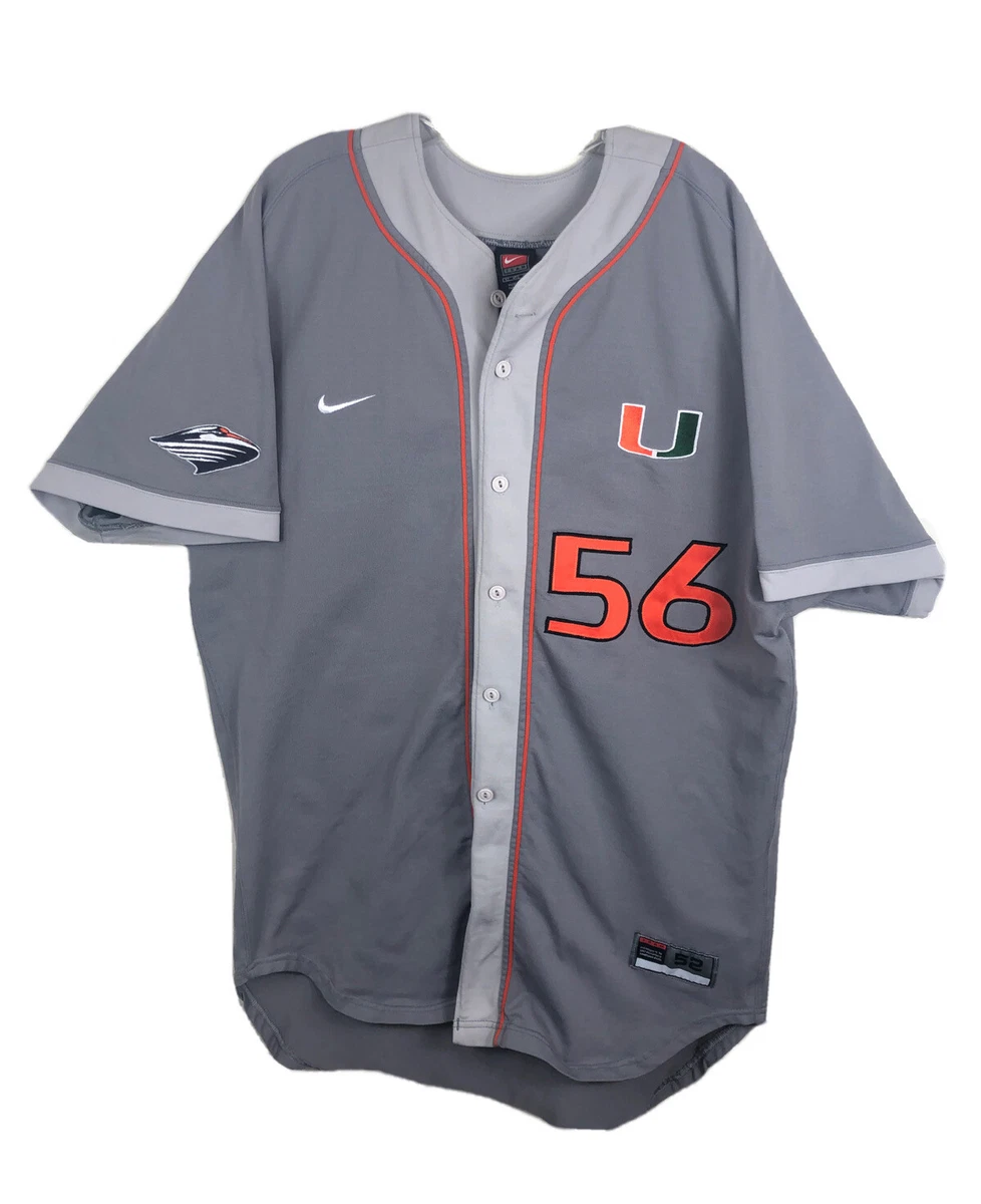 Miami Hurricanes Nike Game Used Baseball Jersey Union Made Size 52 -Fits  2XL/3XL