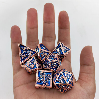 DND Metall Würfel Set Skelett Hand Polyeder Stanze 7 Stck. TTRPG Spiel Dungeons D&D