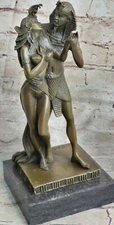 Signed Original Vitaleh Egyptian Loving Couple Bronze Sculpture Marble Statue