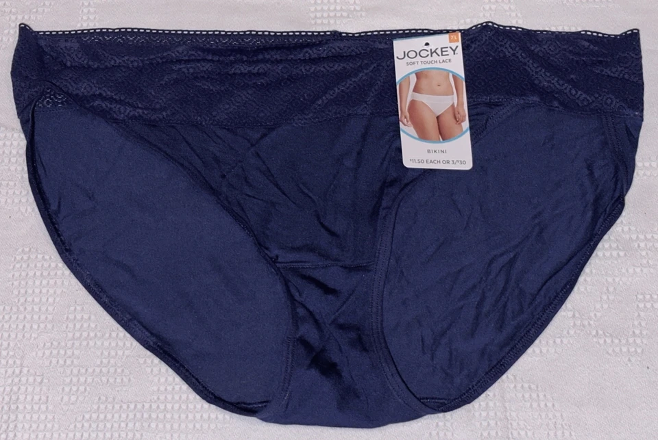 JOCKEY Soft Touch Lace Waistband Navy Blue Bikini Panty Womens S 5 M 6 L 7 2XL 9 - Image 3 of 4