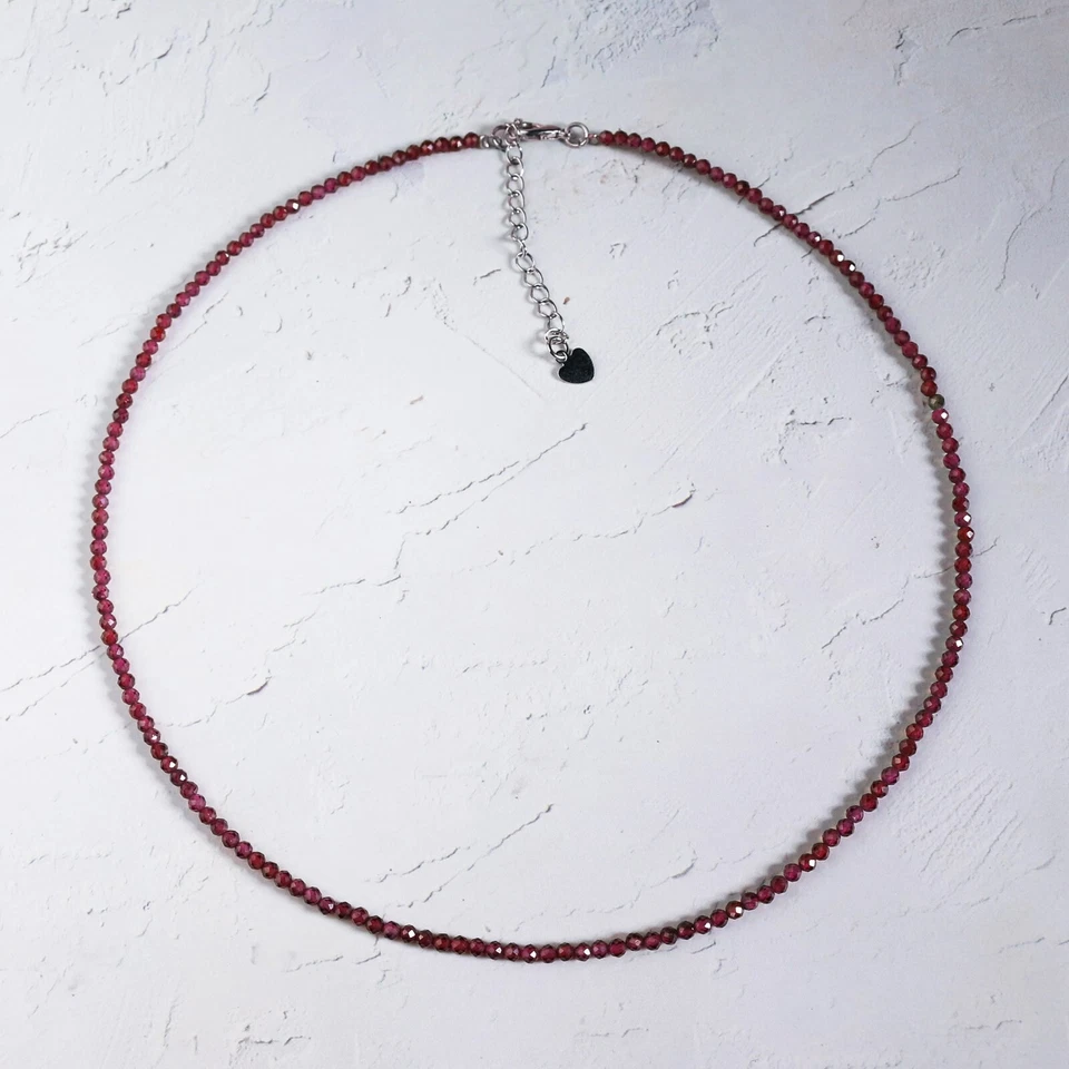 石榴石精致石珠项链石榴石勃艮第水晶精致项链 — 第 2/4 张图片