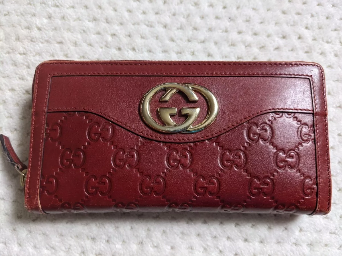 GUCCI Guccissima SUKEY Zip Around Long Wallet Burgundy leather eBay