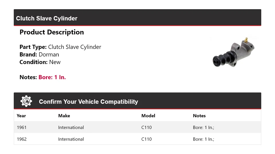 Cilindro esclavo embrague Dorman International C110 1961-1962 Foto 2 de 4