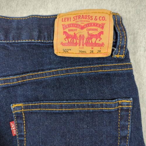 Levis 502 Jeans Boys Size 16 Reg (29x30) Blue Denim Regular Taper Dark Wash - Picture 4 of 9