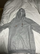 Mens Hooded Sweatshirt Pullover Hoodie Long Sleeve Drawstring Waffle