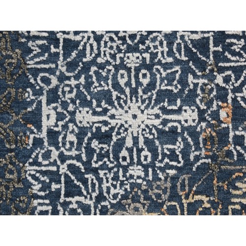 9'x12' Blue Abstract Design Wool And Silk Hand Knotted Oriental Rug R59057 - Picture 9 of 12