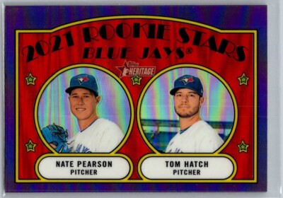 2021 Topps Heritage Rookie RC Purple Refractor Nate Pearson Tom Hatch #301