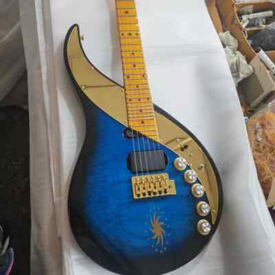 29 Frets Scalloped Electric Guitar Blue Quilted Maple Top Pro Style