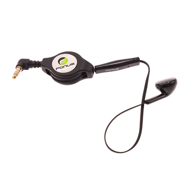 Retractable Mono Earphone Headphone 3.5mm w Mic Headset for Cell Phones