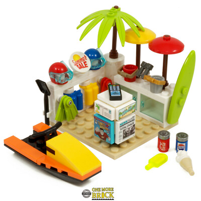 Beach Summer Shop | Inkl. Jetski-, Surf- & Tauchausrüstung | Set aus echtem LEGO