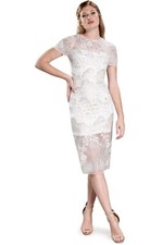 New DRESS THE POPULATION Lia Tantalizing Cocktail Midi Dress in White Sz M $298