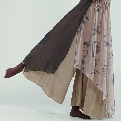 Chinesische Damenhose Ethno-Stil locker weites Bein Hose Hosenrock Freizeit - Bild 9 von 26