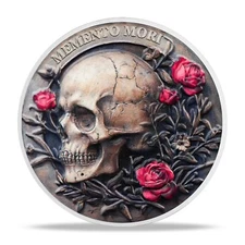 3D Rose Skull Memento Mori Coin Amor Fati Skull Challenge Coin Daily Stoic Token