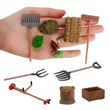 13x Mini Gardening Tool Set Toy Miniature Trowel Spade Mower with Plastic