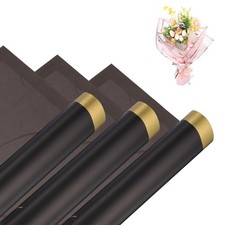 Flower Wrapping Paper, 57cm/22 Inch Black Packaging Paper, Pack of 10