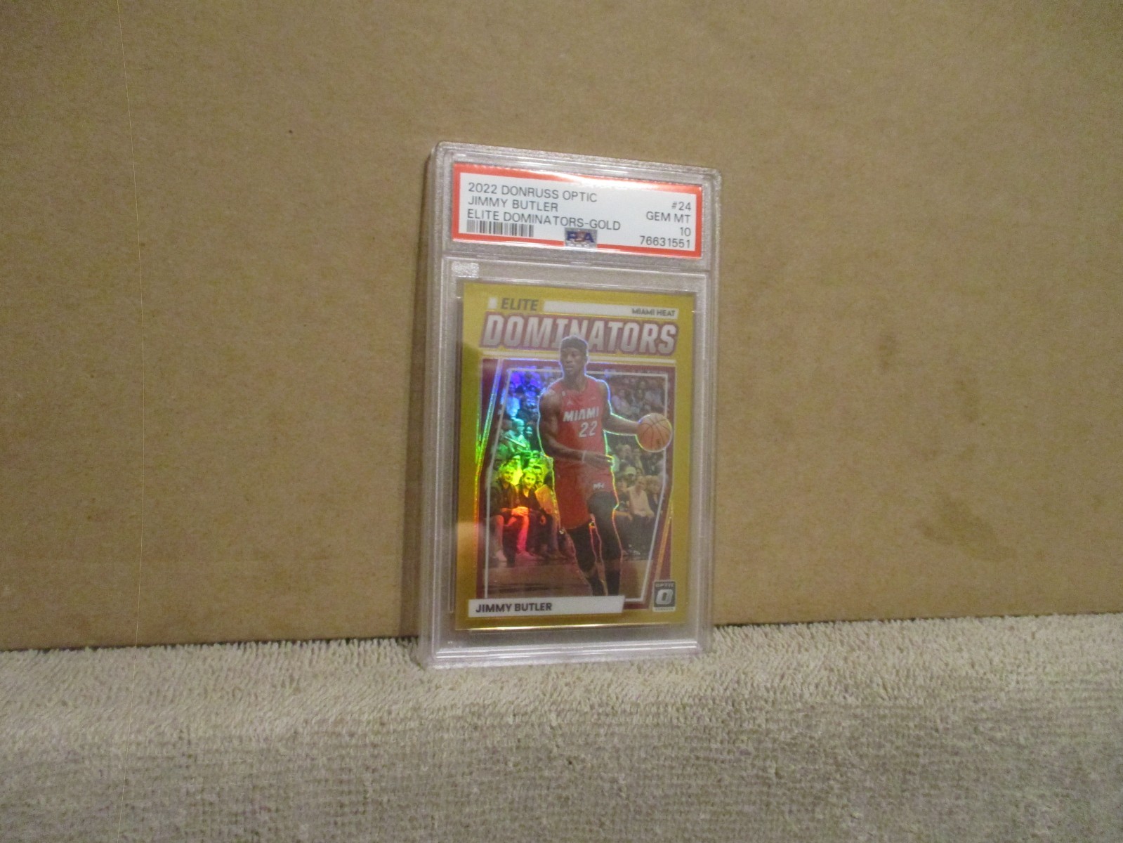2022-23 OPTIC JIMMY BUTLER #24 ELITE DOMINATORS GOLD PRIZM 8/10 PSA 10 GEM MINT!