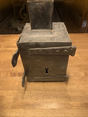 Antique Wrought Iron Alms Box- 17th or 18th Century- Church Donations-Blacksmith