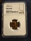 1955 S Lincoln Wheat Cent MS66 RD NGC