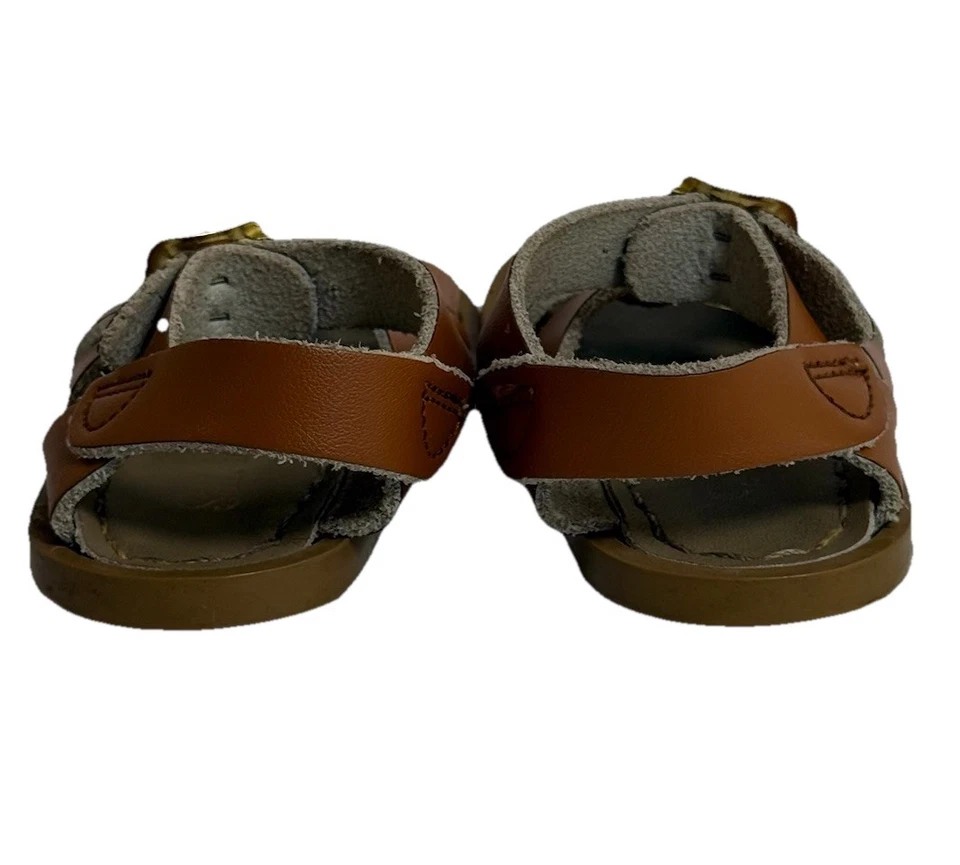 Sandalia de agua salada para niños pequeños talla 4 correa de cuero hebilla marrón tostado Foto 2 de 4