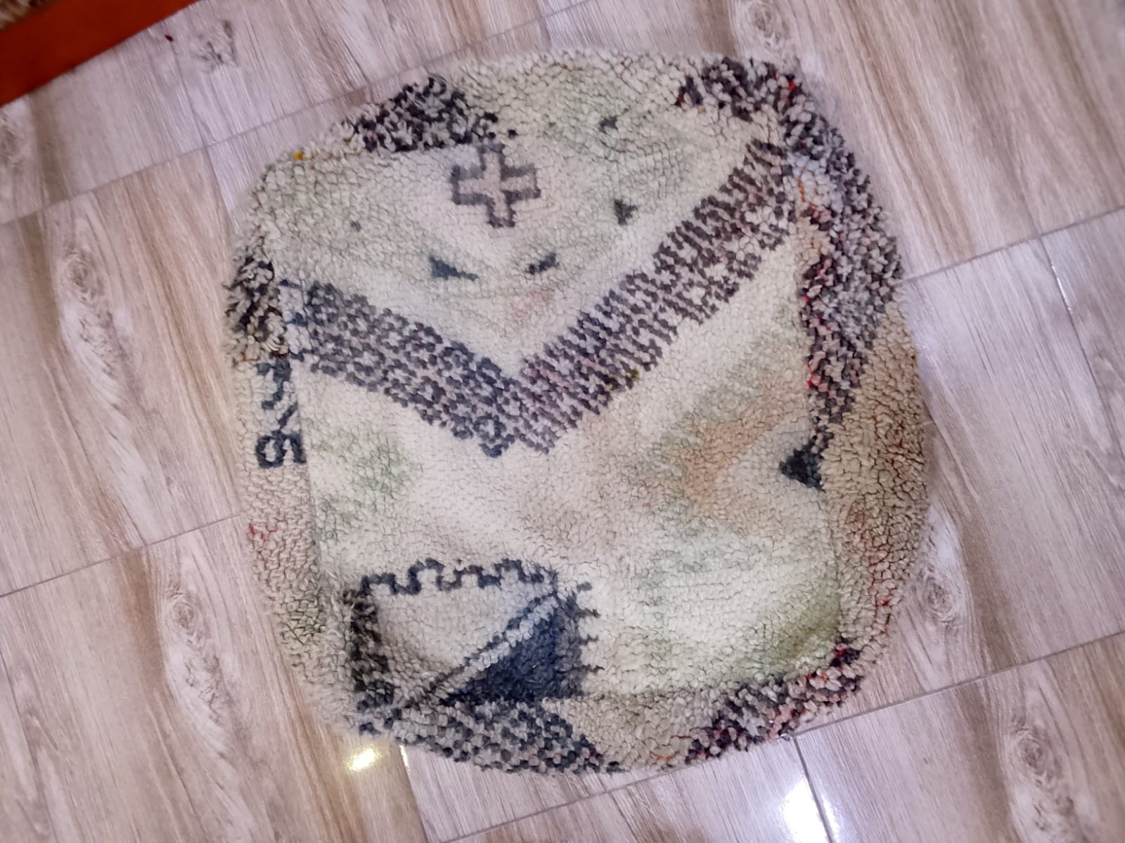 Moroccan Kilim Pillow, Outdoor Morocco Pouf, Floor Pouf, Vintage Moroccan Ottoma