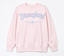 Disney Parks Disneyland Pink Patchwork Logo Oversized Sweatshirt Woman Size M