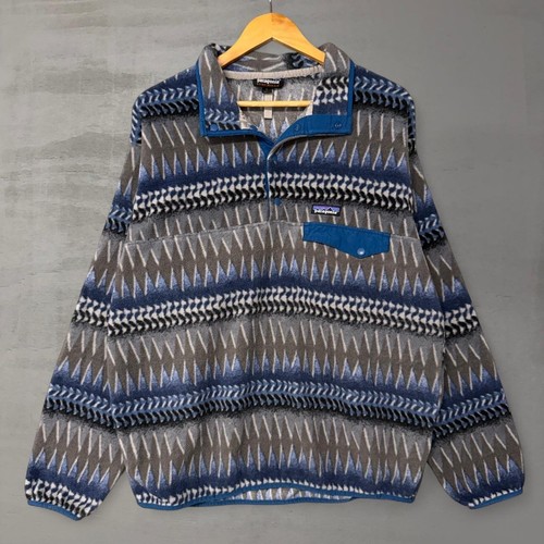 Patagonia Synchilla Fleece Laughing Waters Blue Geometric Aztec Snap-T Large - Image 1