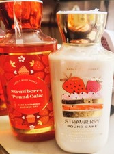 NEW Bath  Body Works Strawberry Pound Cake Body Wash 10 oz Body Lotion 10 oz