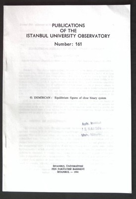 Equilibrium figures of close binary system; Publications of the Istanbul Univers