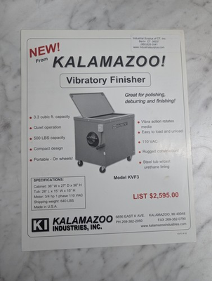 #ad KALAMAZOO VIBRATORY FINISHER SALES BROCHURE LITERATURE KVF3 $12.74