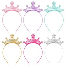 6PCS Sparkling Crown Headband - Princess Crown Headband for Party - 6 Pack