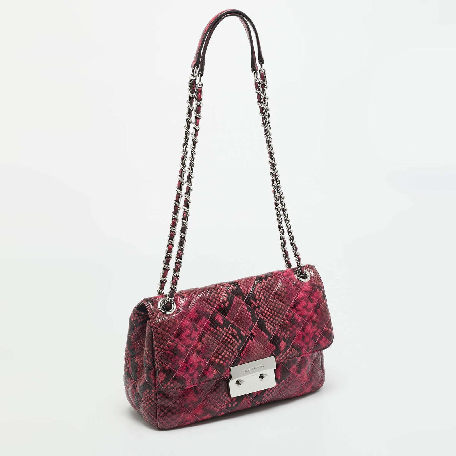 Michael Kors Tribeca PinkBlack Python Embossed Le… - image 3