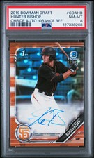 2019 Bowman Draft Chrome Hunter Bishop Orange Refractor Prospect Auto /25 PSA 8