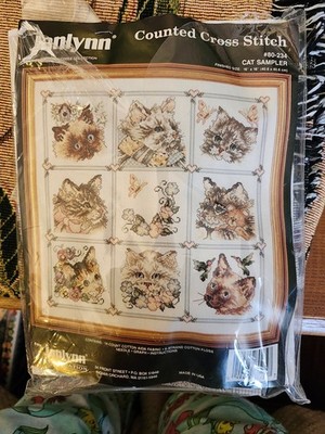 Vintage Janlynn Counted Cross Stitch Kit# 80-234 ''Cat Sampler'' 16x16