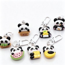 7Pcs Panda Keychains, Charming Cartoon Alloy  Resin Animal Theme