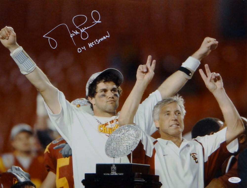 Matt Leinart Signed USC Trojans 16x20 Arms In Air Photo W/ Heisman- JSA W Auth 