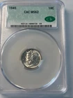 1945 10C MERCURY DIME CAC MS 62