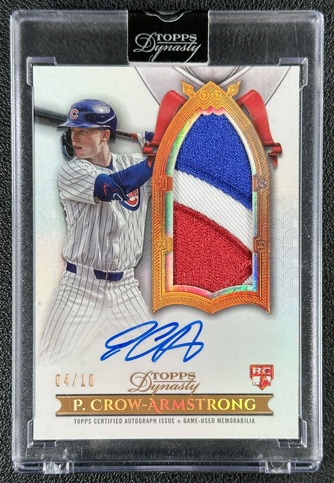 JSY# 4/10 PETE CROW-ARMSTRONG 2024 TOPPS DYNASTY ROOKIE PATCH AUTO GAME-USED RPA view 1