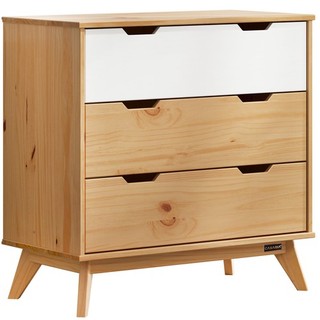 B Ware Kommode Sideboard mit 3 Schubladen Massiv Holz 80x79x40cm Natur