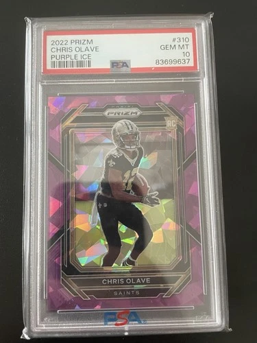 2022 Panini Prizm Chris Olave Rookie Purple Ice Prizm /225 #310 Saints PSA 10
