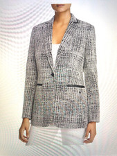 KARl LAGERFELD PARIS Womens Blazer Tweed Gray One-Button Size 10