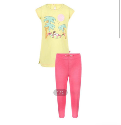 BILLIEBLUSH Glitter Parrot Ruffled T-Shirt in Pink Leggings Set