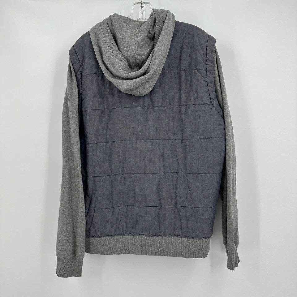 RVCA Mens Jacket Size L Gray Hooded Quilted Hybrid Zip Up Streetwear Style - Image 2 of 4