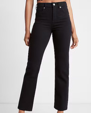 Express Women's High Waisted Black Straight Ankle Jeans Size 10R NWT