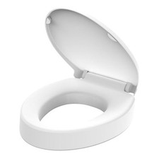 Raised Elongated Toilet Seat 18.5'' for Seniors   Soft Close, Quick Release 