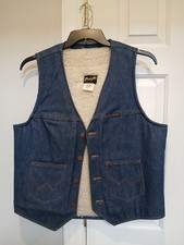 Wrangler VL200NV Vest Western Trucker Sherpa Lined Denim Size LARGE Vintage 70s