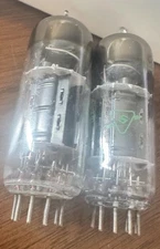 NOS MATCHED Pair SYLVANIA 6350 Long Black Plates HORSESHOE D Getters