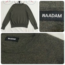 Mens NAADAM 100 Cashmere Crewneck Sweater Pullover Olive Green M