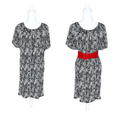 BCBG MaxAzria Black White Stretch Shift Dress Size XS
